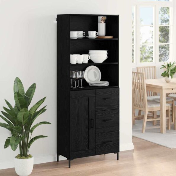 vidaXL Highboard Nástenný 2 pcs Čierny dub Kompozitné drevo – Obrázok 4