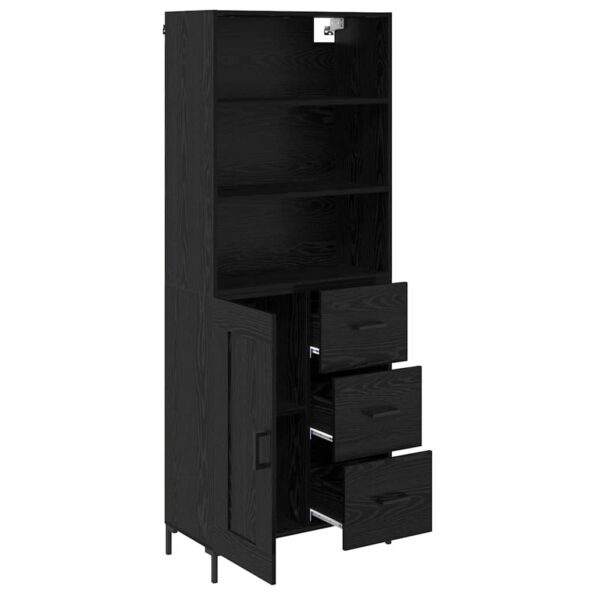 vidaXL Highboard Nástenný 2 pcs Čierny dub Kompozitné drevo – Obrázok 5
