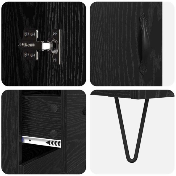 vidaXL Highboard Čierny dub 69,5 x 34 x 180 cm Kompozitné drevo – Obrázok 11