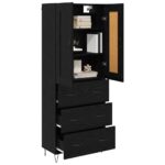 vidaXL Highboard Čierny dub 69,5 x 34 x 180 cm Kompozitné drevo – Obrázok 3