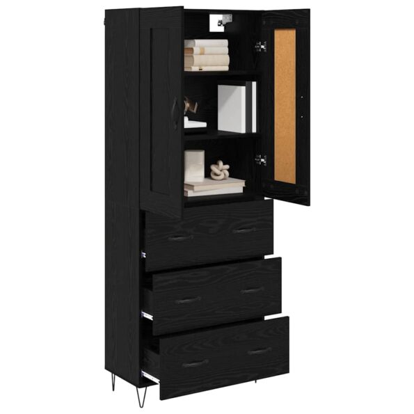 vidaXL Highboard Čierny dub 69,5 x 34 x 180 cm Kompozitné drevo – Obrázok 3