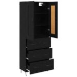 vidaXL Highboard Čierny dub 69,5 x 34 x 180 cm Kompozitné drevo – Obrázok 5
