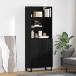 vidaXL Highboard Nástenný 2 pcs Čierny dub Kompozitné drevo