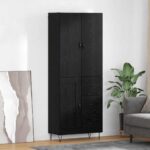 vidaXL Highboard so zásuvkou 2 pcs Čierny dub Konštrukčné drevo a sklo