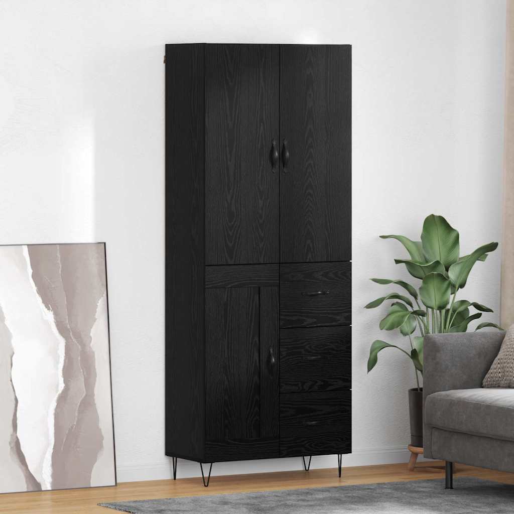3416079_1.jpg vidaXL Highboard so zásuvkou 2 pcs Čierny dub Konštrukčné drevo a sklo – Obrázok 1