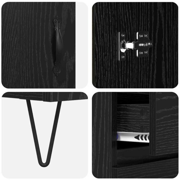 vidaXL Highboard so zásuvkou 2 pcs Čierny dub Konštrukčné drevo a sklo – Obrázok 11