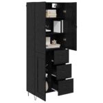 vidaXL Highboard so zásuvkou 2 pcs Čierny dub Konštrukčné drevo a sklo – Obrázok 3