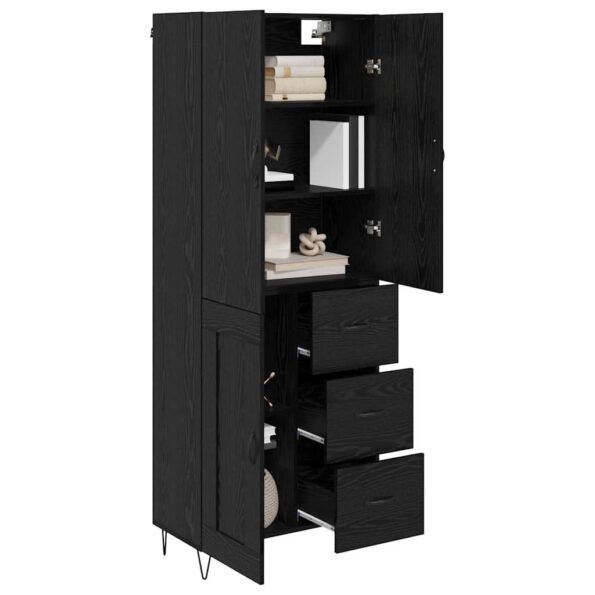 vidaXL Highboard so zásuvkou 2 pcs Čierny dub Konštrukčné drevo a sklo – Obrázok 3
