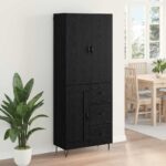 vidaXL Highboard so zásuvkou 2 pcs Čierny dub Konštrukčné drevo a sklo – Obrázok 4