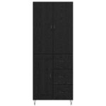 vidaXL Highboard so zásuvkou 2 pcs Čierny dub Konštrukčné drevo a sklo – Obrázok 8