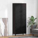 vidaXL Highboard Čierny dub 69,5 x 34 x 180 cm Kompozitné drevo