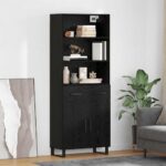 vidaXL Highboard so zásuvkou 2 pcs Čierny dub Kompozitné drevo