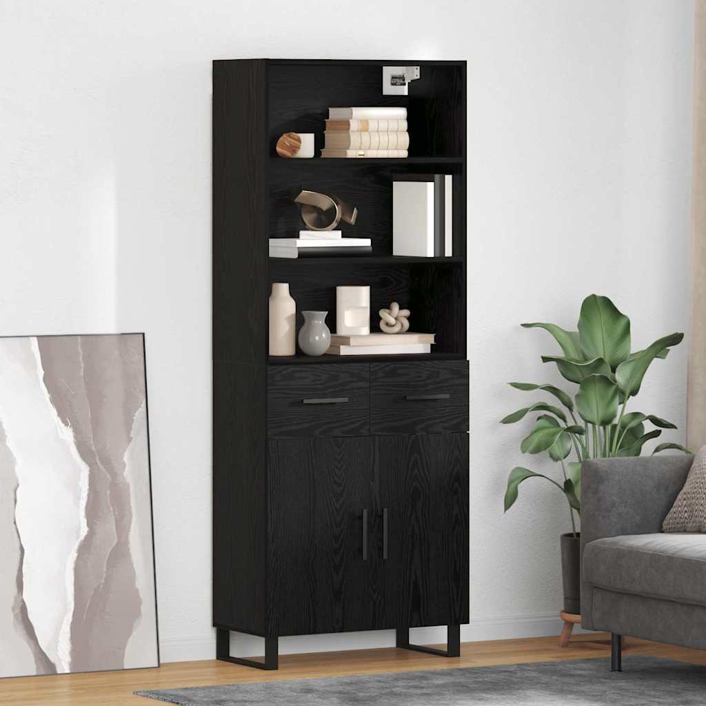 3416084_1.jpg vidaXL Highboard so zásuvkou 2 pcs Čierny dub Kompozitné drevo – Obrázok 1