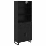 vidaXL Highboard so zásuvkou 2 pcs Čierny dub Kompozitné drevo – Obrázok 2