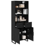 vidaXL Highboard so zásuvkou 2 pcs Čierny dub Kompozitné drevo – Obrázok 3