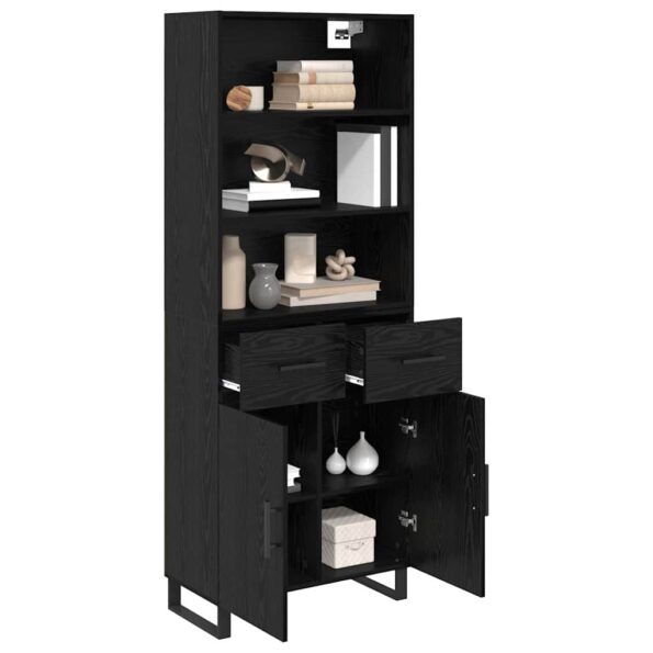 vidaXL Highboard so zásuvkou 2 pcs Čierny dub Kompozitné drevo – Obrázok 3