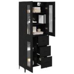 vidaXL Highboard Čierny dub 69,5 x 34 x 180 cm Kompozitné drevo – Obrázok 3