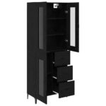 vidaXL Highboard Čierny dub 69,5 x 34 x 180 cm Kompozitné drevo – Obrázok 5