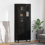 vidaXL Highboard 2 pcs Čierny dub Drevovláknitá doska a sklo
