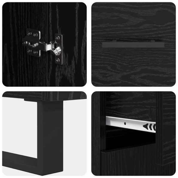 vidaXL Highboard 2 pcs Čierny dub Drevovláknitá doska a sklo – Obrázok 11