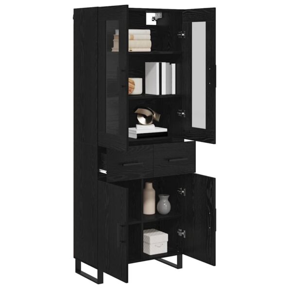 vidaXL Highboard 2 pcs Čierny dub Drevovláknitá doska a sklo – Obrázok 3