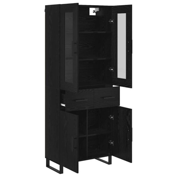 vidaXL Highboard 2 pcs Čierny dub Drevovláknitá doska a sklo – Obrázok 5
