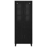 vidaXL Highboard 2 pcs Čierny dub Drevovláknitá doska a sklo – Obrázok 8