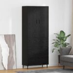 vidaXL Highboard 2 pcs Čierny dub Drevovláknitá doska a sklo