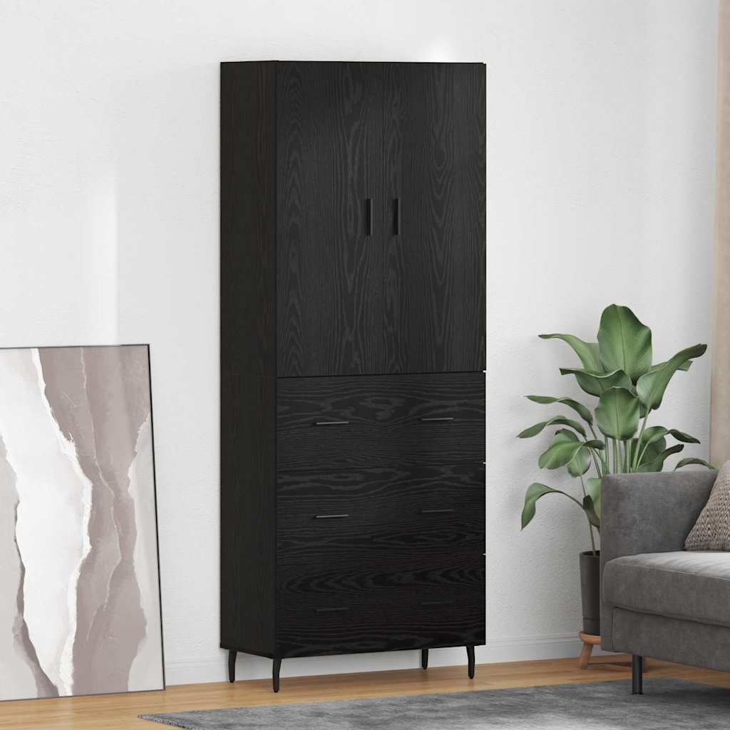 3416092_1.jpg vidaXL Highboard 2 pcs Čierny dub Drevovláknitá doska a sklo – Obrázok 1