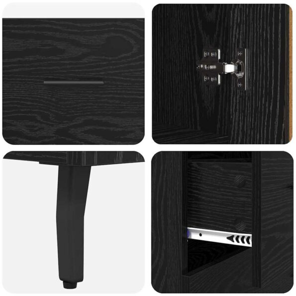 vidaXL Highboard 2 pcs Čierny dub Drevovláknitá doska a sklo – Obrázok 10