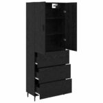 vidaXL Highboard 2 pcs Čierny dub Drevovláknitá doska a sklo – Obrázok 4