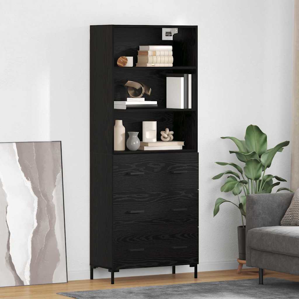 3416093_1.jpg vidaXL Highboard Čierny dub 69,5 x 34 x 180 cm Kompozitné drevo – Obrázok 1