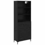 vidaXL Highboard Čierny dub 69,5 x 34 x 180 cm Kompozitné drevo – Obrázok 2