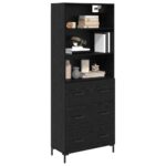 vidaXL Highboard Čierny dub 69,5 x 34 x 180 cm Kompozitné drevo – Obrázok 3