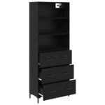 vidaXL Highboard Čierny dub 69,5 x 34 x 180 cm Kompozitné drevo – Obrázok 5