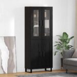 vidaXL Highboard 2 pcs Čierny dub Drevovláknitá doska a sklo