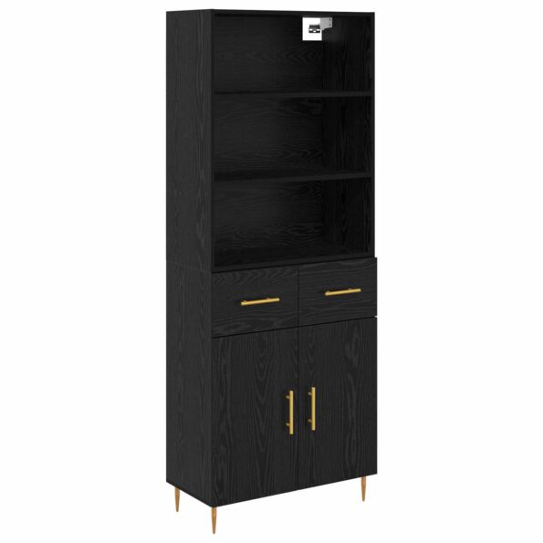 vidaXL Highboard Čierny dub 69,5 x 34 x 180 cm Kompozitné drevo – Obrázok 2