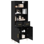 vidaXL Highboard Čierny dub 69,5 x 34 x 180 cm Kompozitné drevo – Obrázok 3
