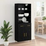 vidaXL Highboard Čierny dub 69,5 x 34 x 180 cm Kompozitné drevo – Obrázok 4