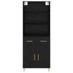 vidaXL Highboard Čierny dub 69,5 x 34 x 180 cm Kompozitné drevo – Obrázok 8