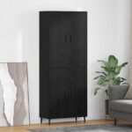vidaXL Highboard 2 pcs Čierny dub Drevovláknitá doska a sklo