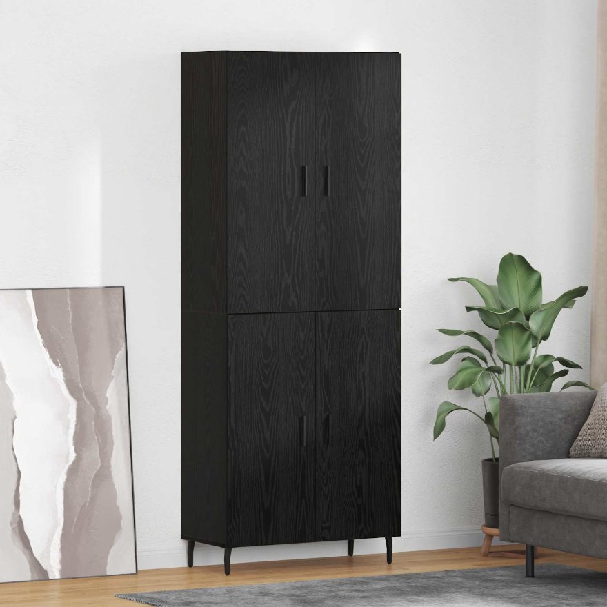 3416103_1.jpg vidaXL Highboard 2 pcs Čierny dub Drevovláknitá doska a sklo – Obrázok 1