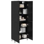 vidaXL Highboard 2 pcs Čierny dub Drevovláknitá doska a sklo – Obrázok 3