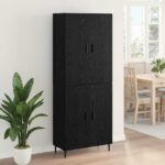vidaXL Highboard 2 pcs Čierny dub Drevovláknitá doska a sklo – Obrázok 4