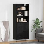 vidaXL Highboard so zásuvkou 2 pcs Čierny dub Kompozitné drevo