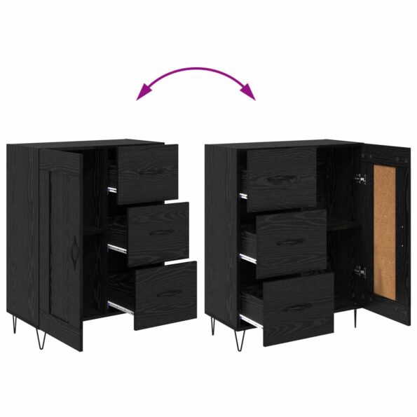 vidaXL Highboard so zásuvkou 2 pcs Čierny dub Kompozitné drevo – Obrázok 13