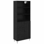 vidaXL Highboard so zásuvkou 2 pcs Čierny dub Kompozitné drevo – Obrázok 2