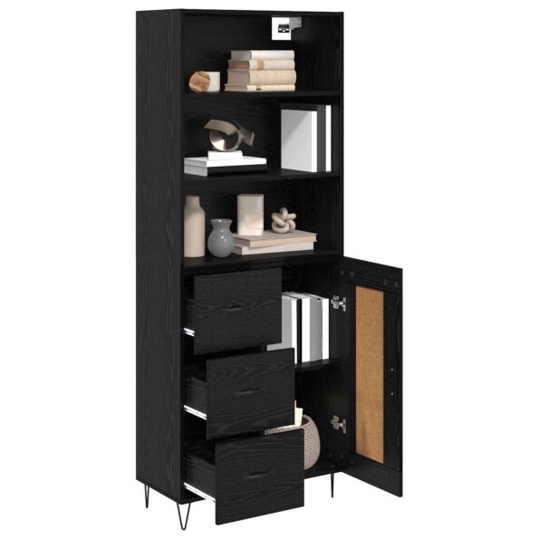 vidaXL Highboard so zásuvkou 2 pcs Čierny dub Kompozitné drevo – Obrázok 3