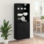 vidaXL Highboard so zásuvkou 2 pcs Čierny dub Kompozitné drevo – Obrázok 4