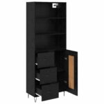 vidaXL Highboard so zásuvkou 2 pcs Čierny dub Kompozitné drevo – Obrázok 5